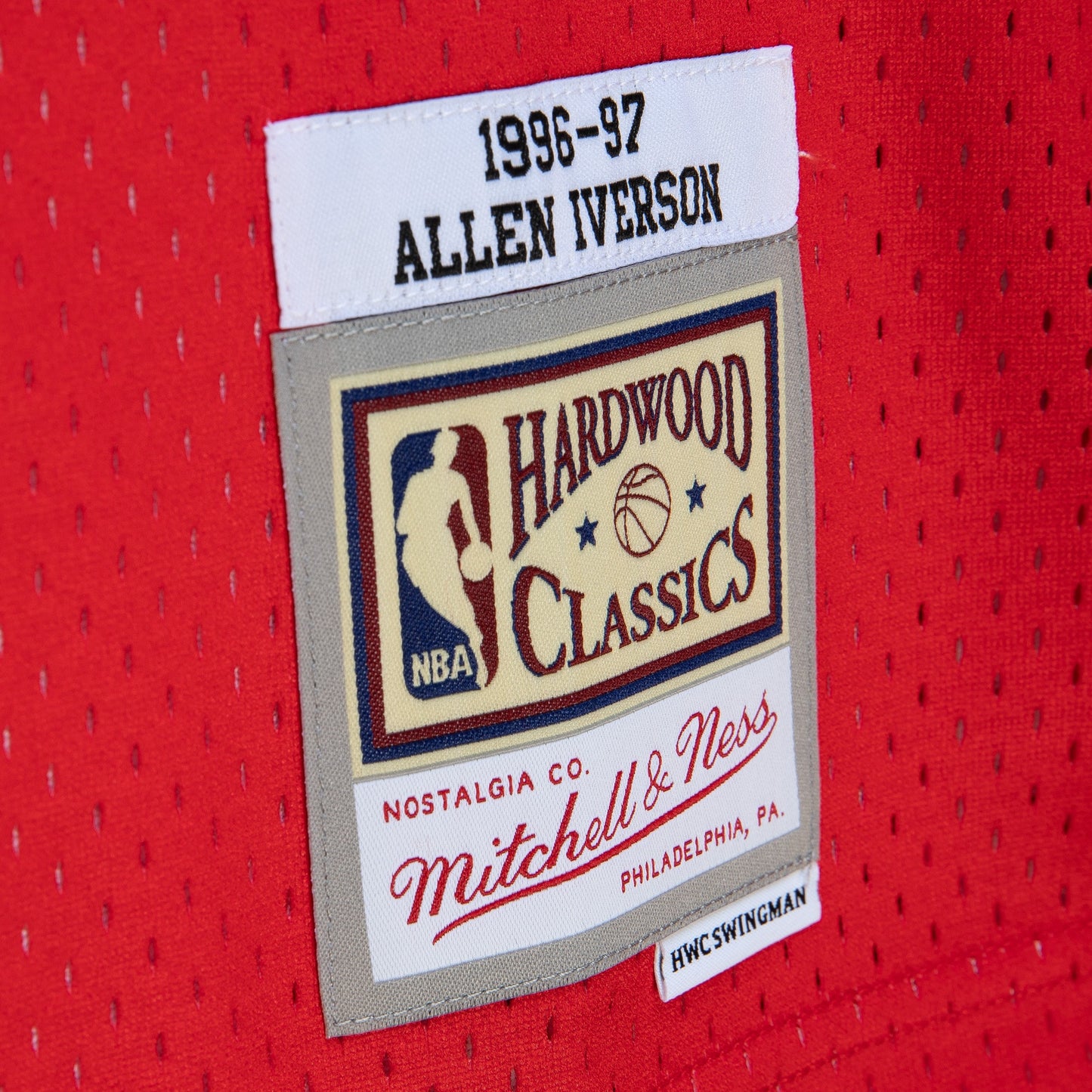 Allen Iverson Philadelphia 76ers Mitchell & Ness 1996/97 Hardwood Classics Fadeaway Swingman Player Jersey - Red/Royal